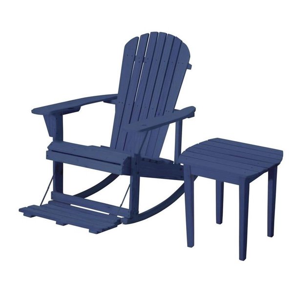 Bold Fontier Zero Gravity Collection Adirondack Rocking Chair with Built-in Footrest, Navy Blue BO2690331